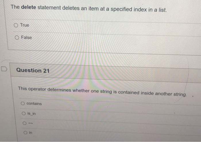 Solved The delete statement deletes an item at a specified | Chegg.com