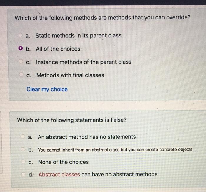 Solved Which Of The Following Methods Are Methods That You | Chegg.com