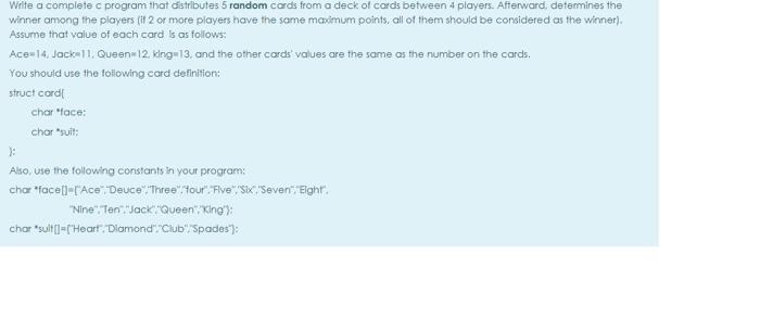 Solved Write a complete c program that distributes 5 random | Chegg.com