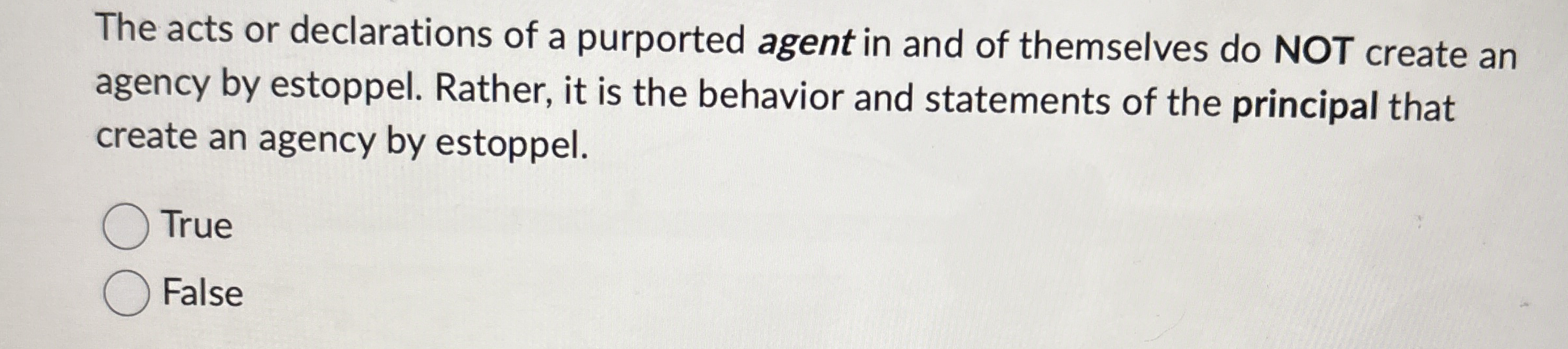 Solved The acts or declarations of a purported agent in and | Chegg.com