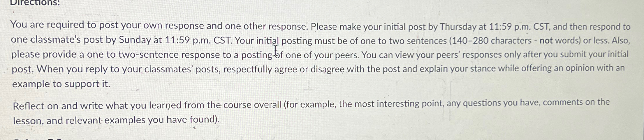 Solved You are required to post your own response and one | Chegg.com