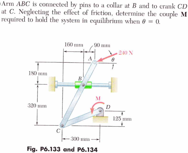 Solved Arm ABC is connected by pins to a collar at B and to