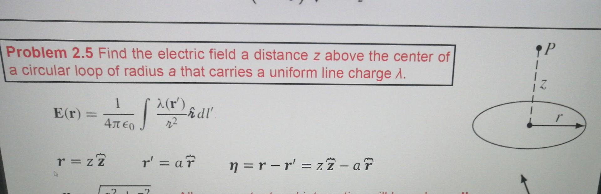 Solved Problem 2.5 Find the electric field a distance z