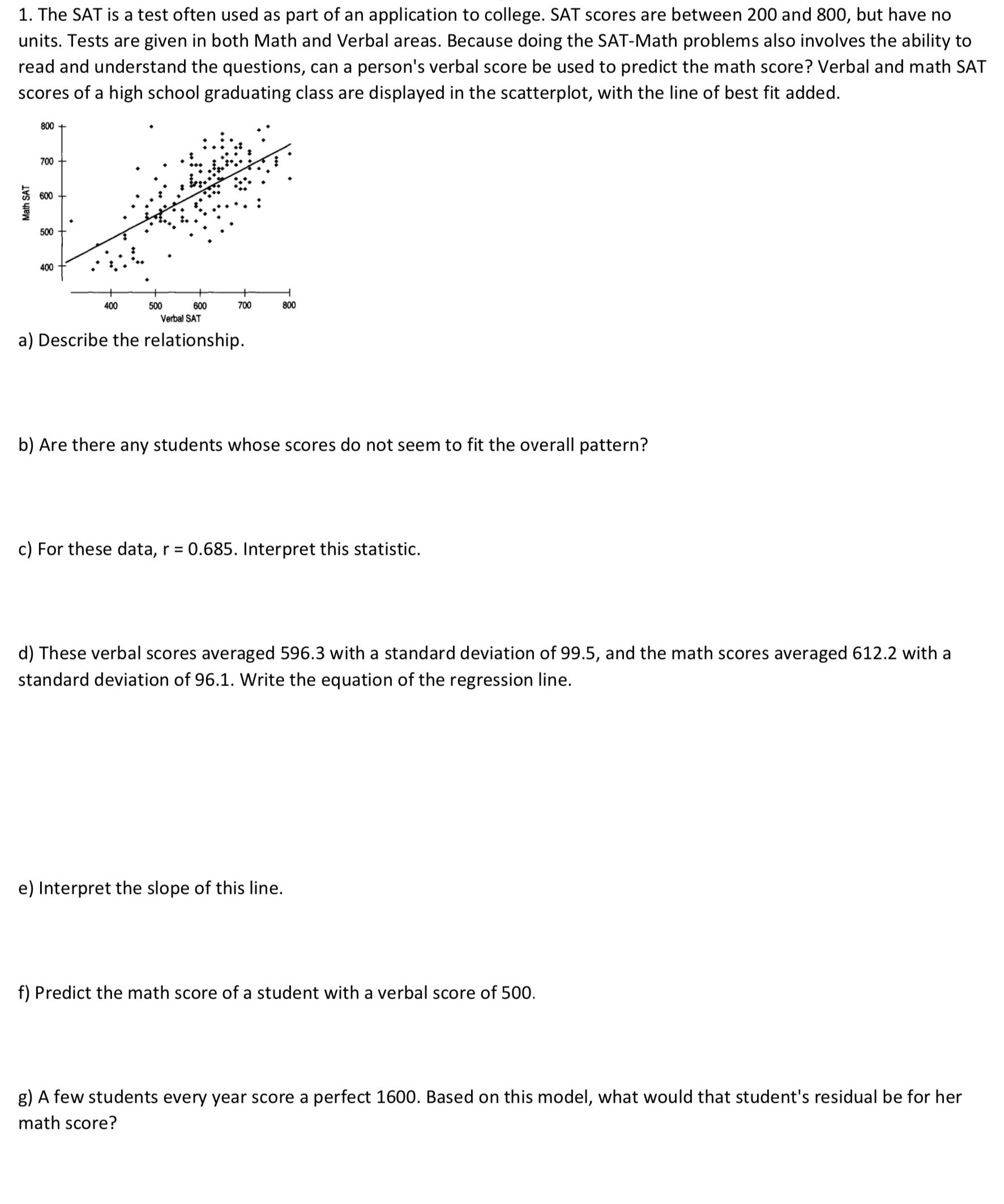Solved The SAT is a test often used as part of an | Chegg.com