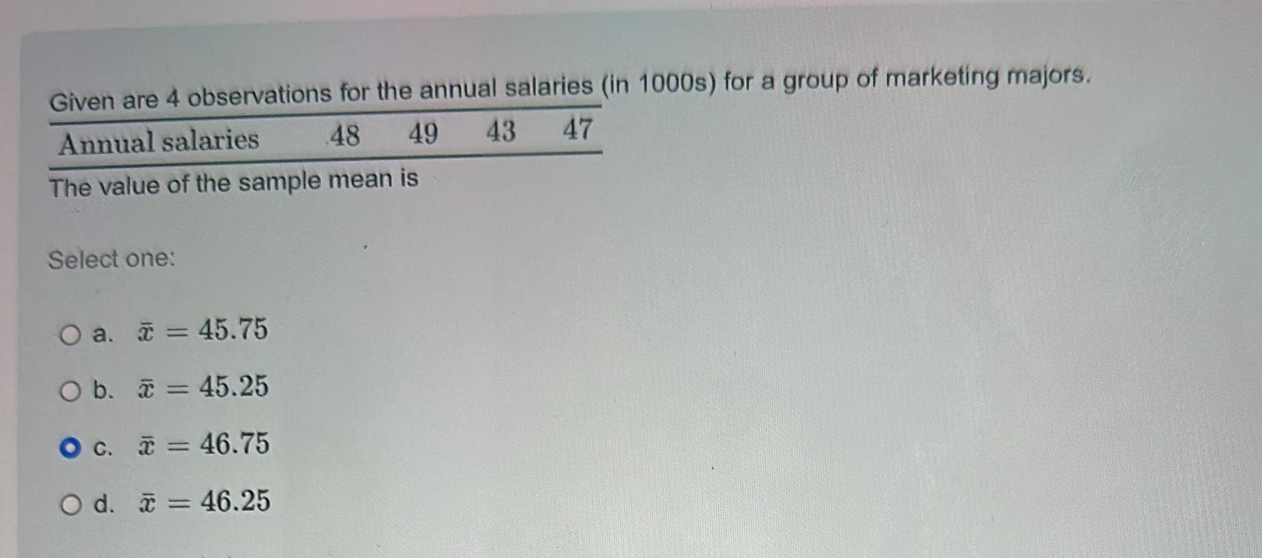 Solved Given are 4 ﻿observations for the annual salaries (in | Chegg.com