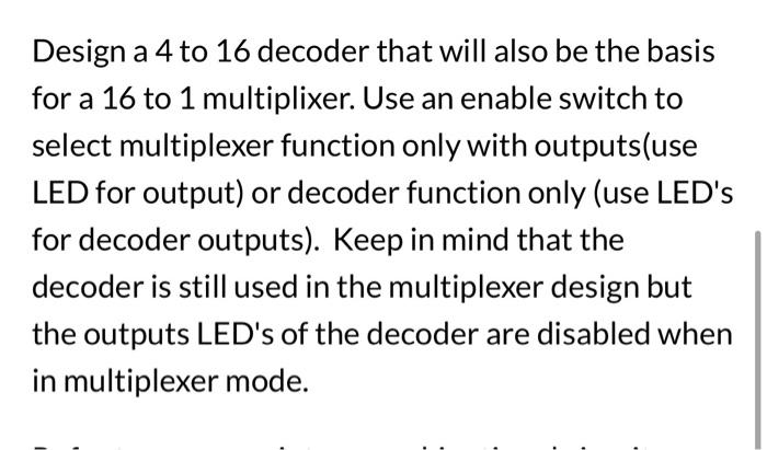 Solved Design a 4 to 16 decoder that will also be the basis | Chegg.com