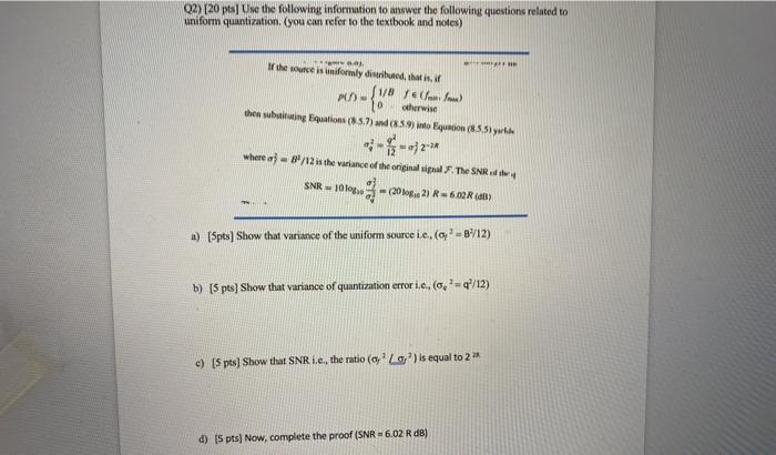 Solved Q2) (20 Pts] Use The Following Information To Answer | Chegg.com