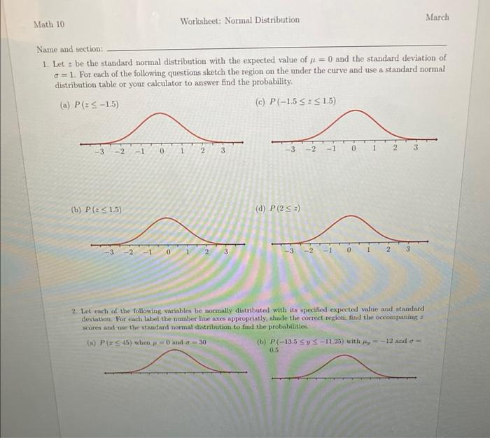Solved 1. Let z be the standard normal distribution with the | Chegg.com