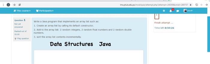 Solved Write a Java program that implements an array list | Chegg.com
