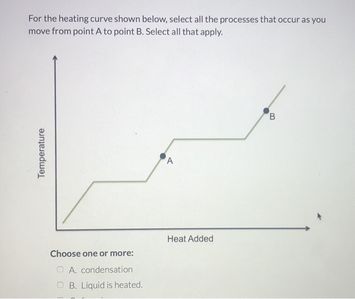 Solved For the heating curve shown below, select all the