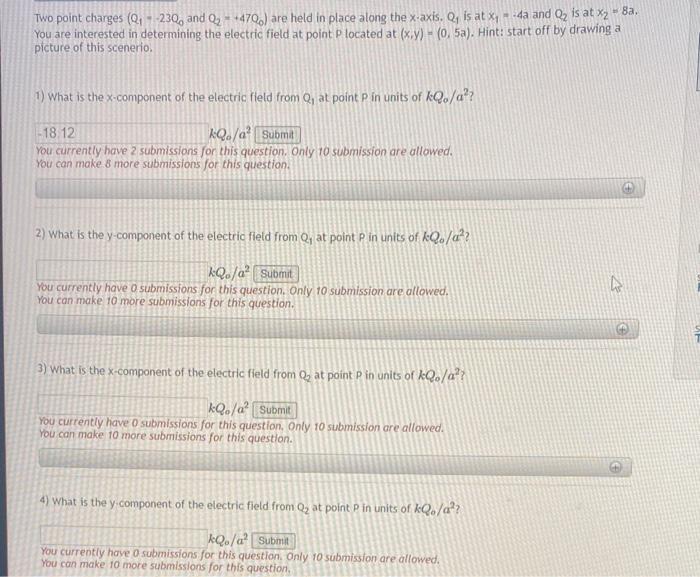 Solved Two Point Charges Q1−23q0 And Q247q0 Are Held In 8029