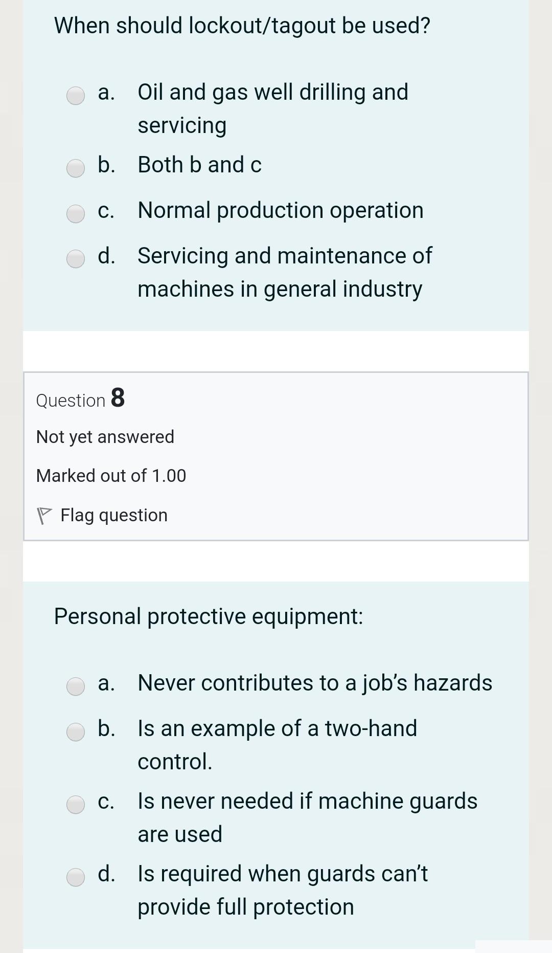 Solved When should lockout/tagout be used? a. Oil and gas | Chegg.com