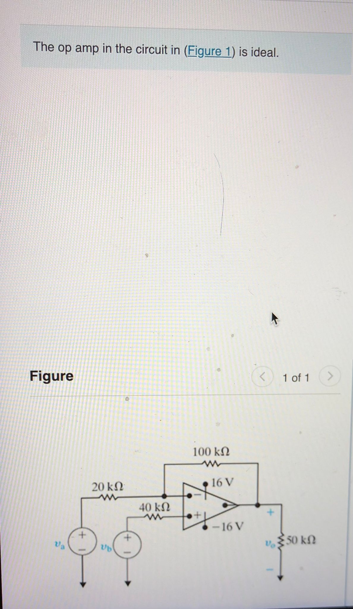 Calculate vo ﻿if va=4V ﻿and vb=0V.Express your answer | Chegg.com
