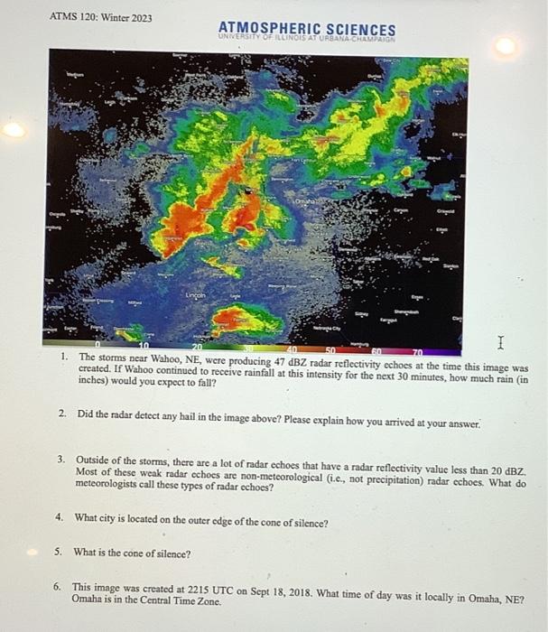 Solved A. we swrms near wanoo, NE, were producing 47dBZ | Chegg.com