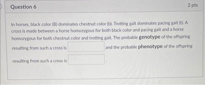 Solved In Horses, Black Color (B) Dominates Chestnut Color | Chegg.com