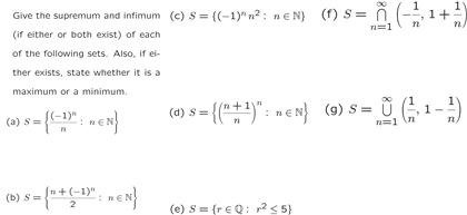 Solved Give The Supremum And Infimum (if Either Or Both | Chegg.com