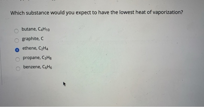 Solved Which substance would you expect to have the lowest Chegg