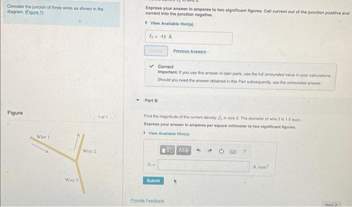 Solved Consider the juncion of three wires as shown in the | Chegg.com