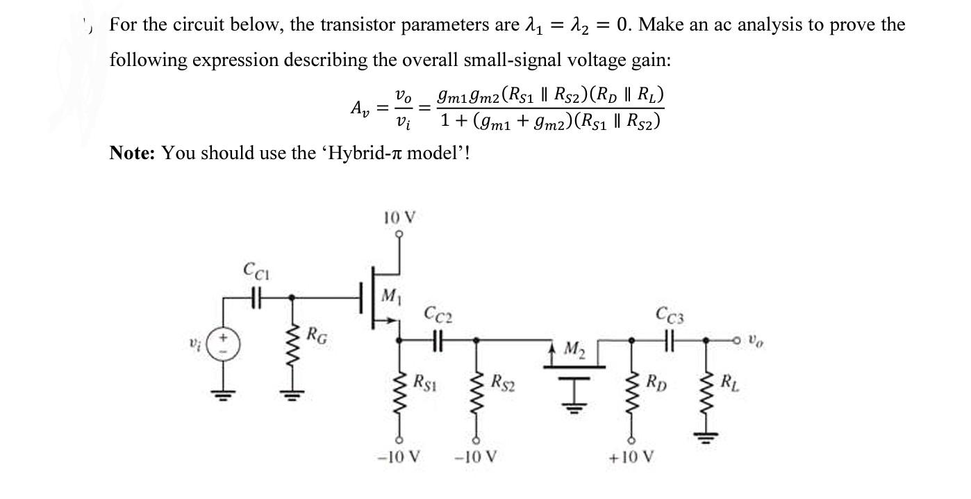 Solved For the circuit below, the transistor parameters are