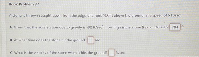 Solved A stone is thrown straight down from the edge of a | Chegg.com