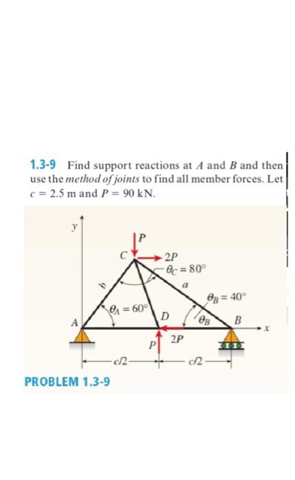 Solved 1.3-9 Find Support Reactions At A And B And Then Use | Chegg.com