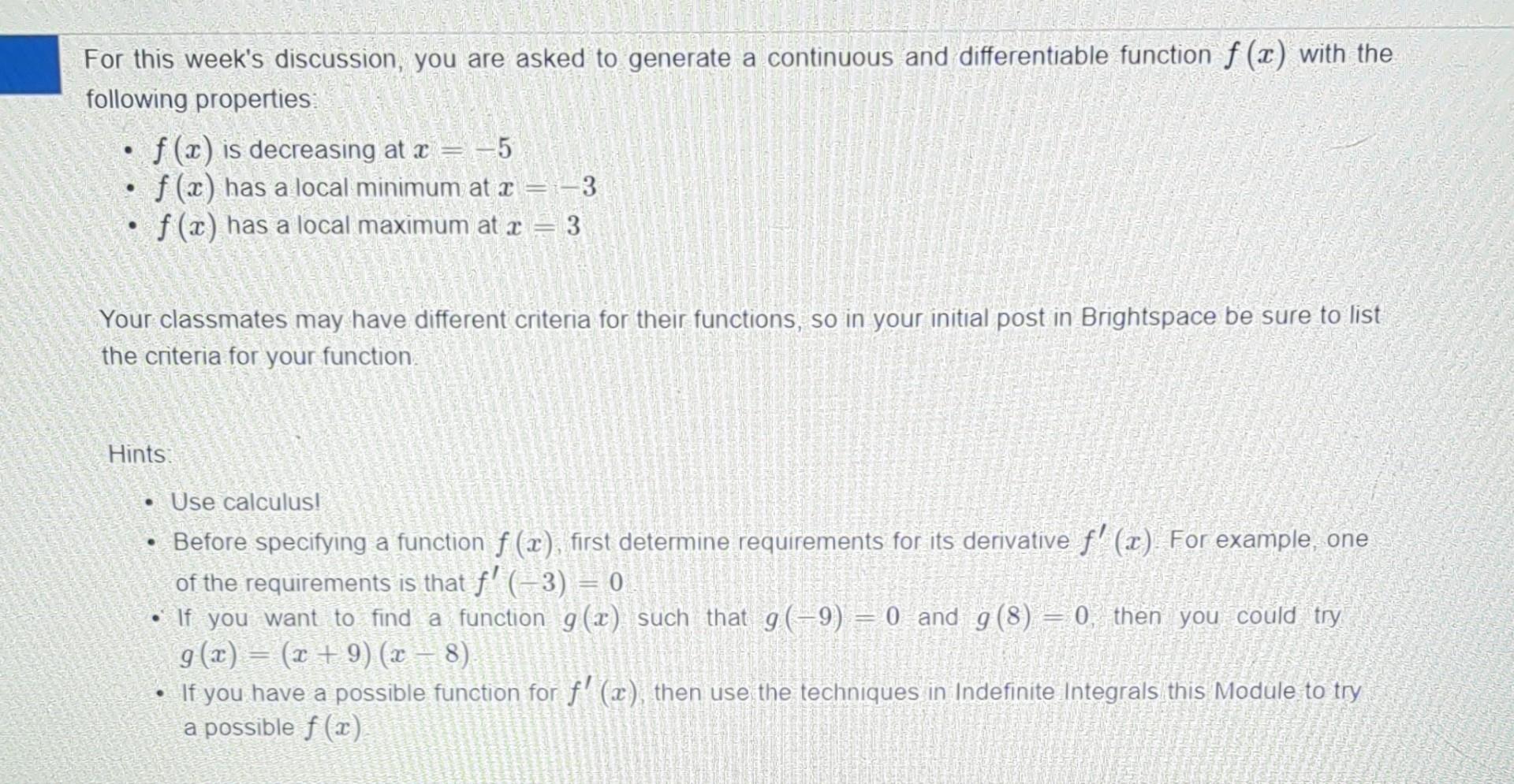 Solved For this week's discussion, you are asked to generate | Chegg.com