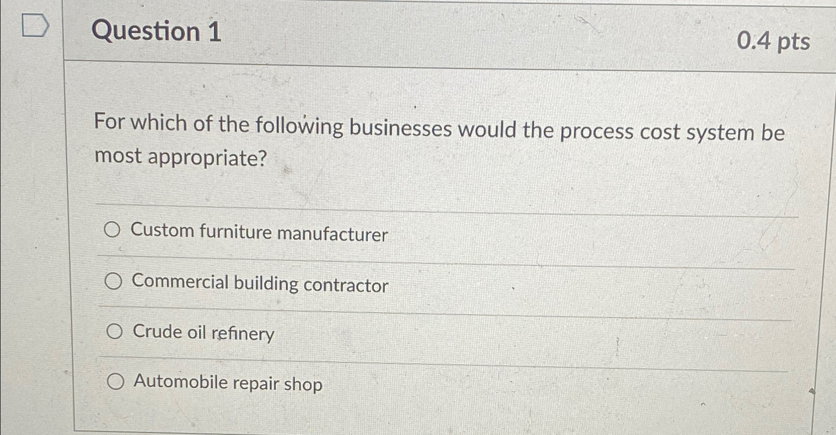 Solved Question 10.4ptsFor which of the following businesses