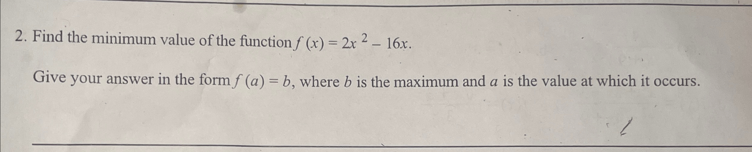 Solved Find the minimum value of the function | Chegg.com
