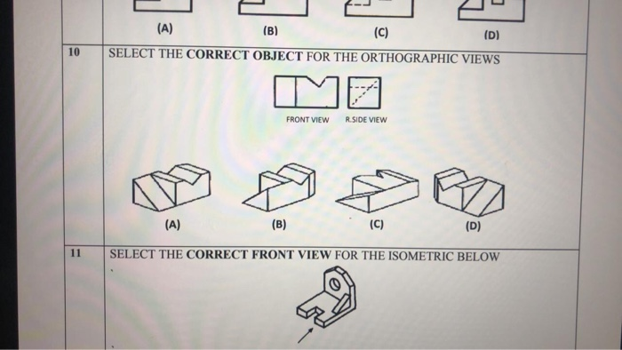 Correct Object Solved (D) SELECT THE CORRECT OBJECT FOR THE ORTHOGRAPHIC | Chegg.com