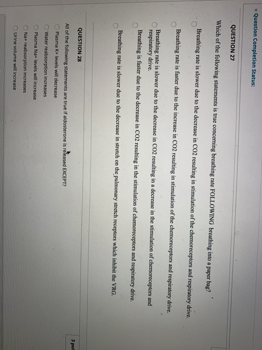 Solved Question Completion Status: Question 27 Which Of The | Chegg.com Solved Question Completion Status: Question 27 Which Of The | Chegg.com