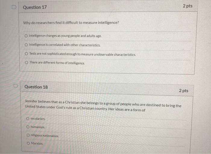 Solved 2 pts Question 17 Why do researchers find it | Chegg.com
