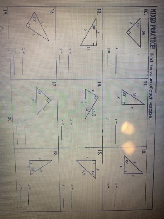 Solved MIXED PRACTICE Find the value of each variable. 10. | Chegg.com