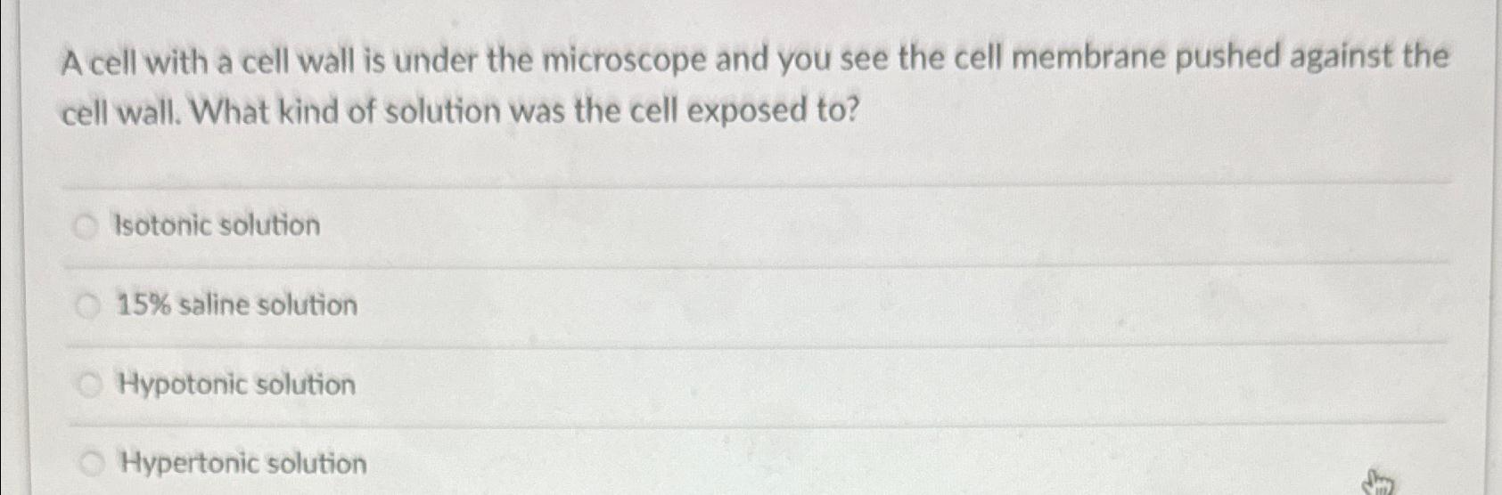 Solved A cell with a cell wall is under the microscope and | Chegg.com