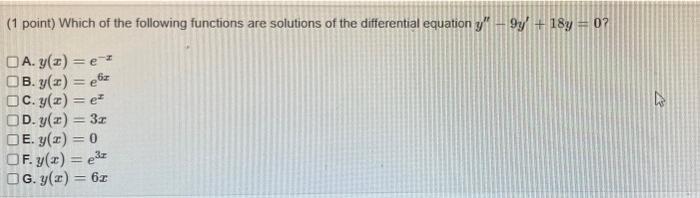 Solved (1 point) Which of the following functions are | Chegg.com