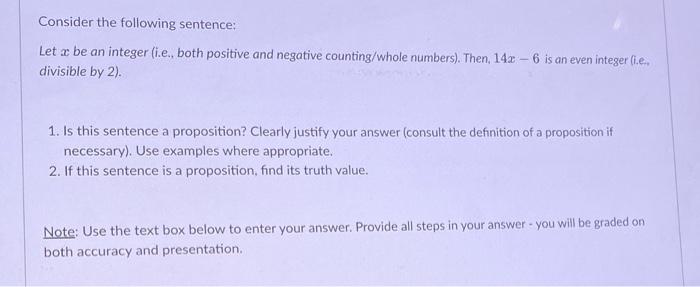 Solved Consider the following sentence: Let a be an integer | Chegg.com