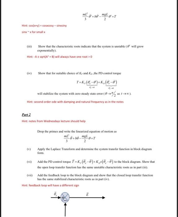 Solved Consider the model for a 2D single link robot arm | Chegg.com