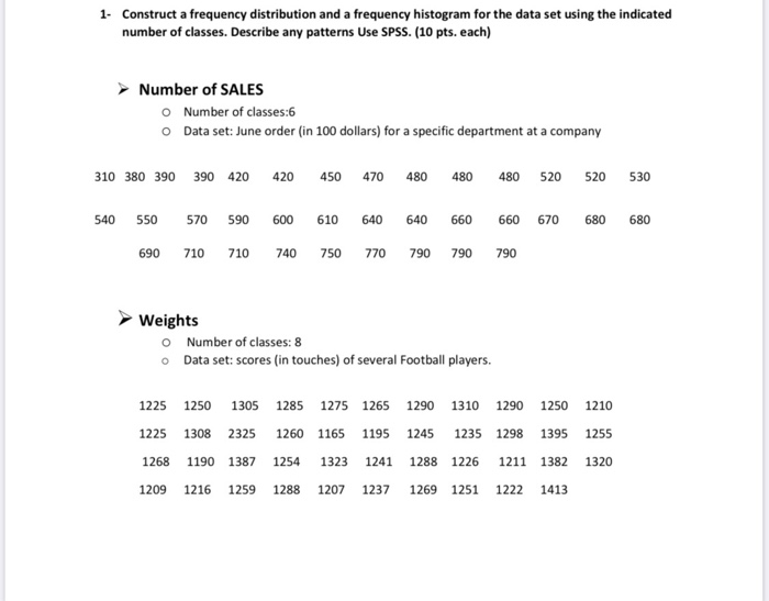 Solved 1. Construct a frequency distribution and a frequency | Chegg.com