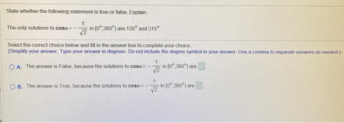 Solved State whether the following statement is true or | Chegg.com