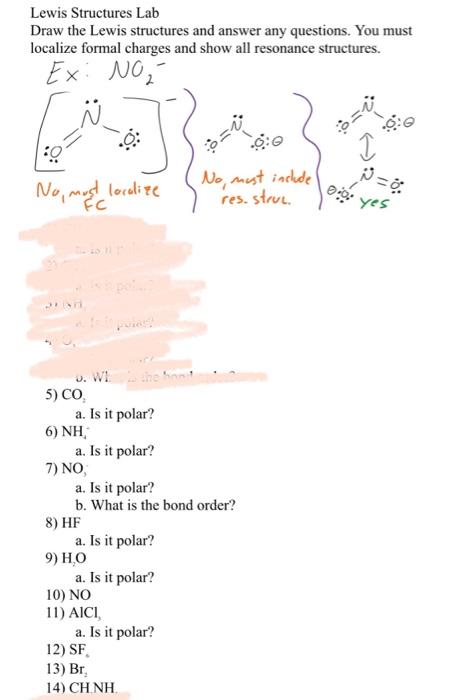 Solved Lewis Structures Lab Draw the Lewis structures and | Chegg.com