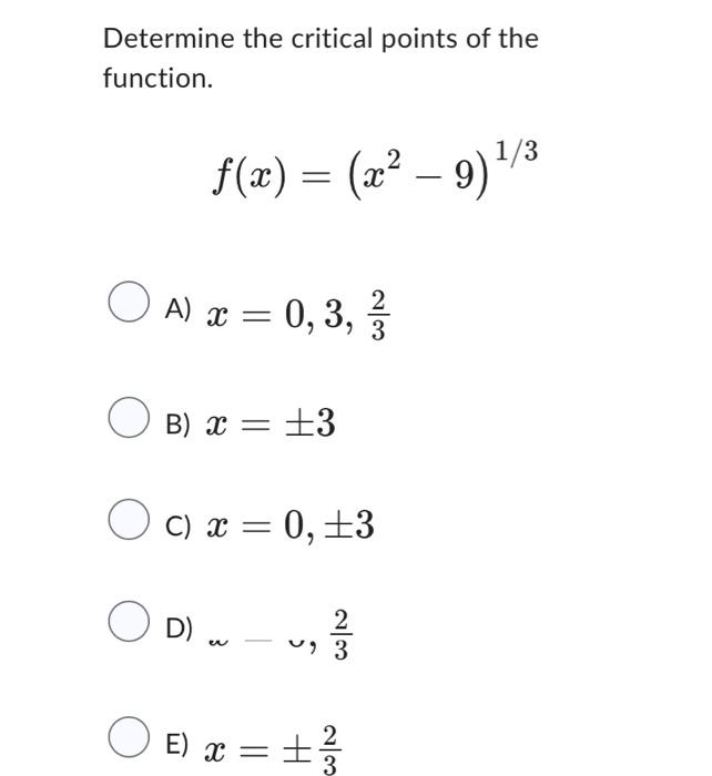 Solved Determine the critical points of the function. | Chegg.com