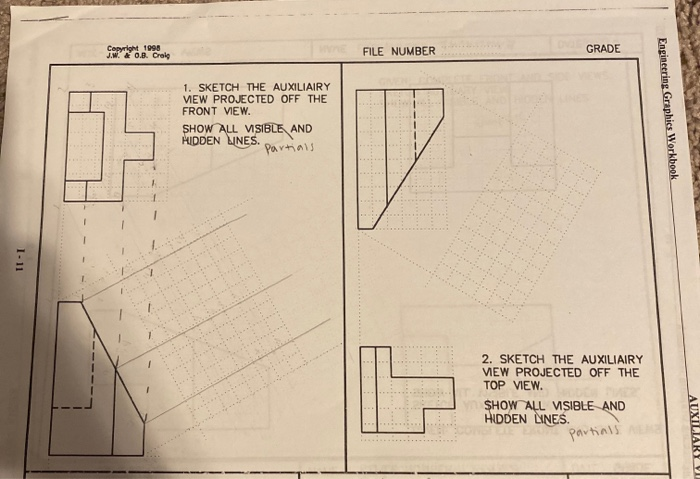 Solved SKETCH THE AUXILIARY VIEW PROJECTED OFF THE FRONT | Chegg.com