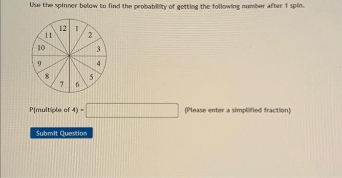 Solved Use the spinner below to find the probability of | Chegg.com