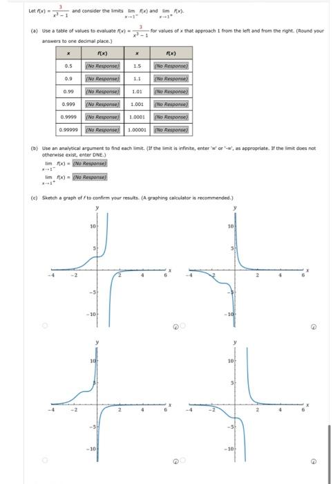 Solved Let F X X3−11 And Consider The Limits Limx→1−f X