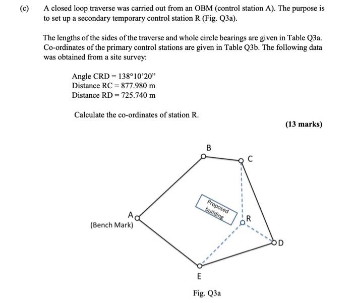 Solved A closed loop traverse was carried out from an OBM | Chegg.com