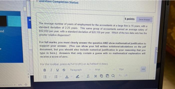 Solved Question Completion Status: 5 points Save Answer and | Chegg.com