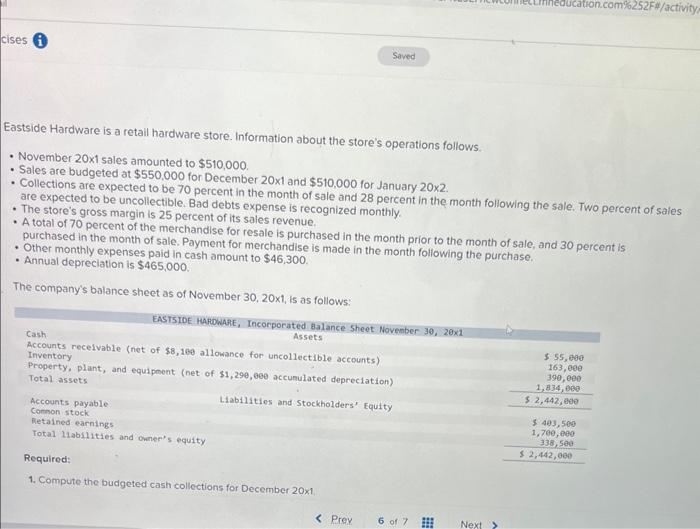 Solved Eastside Hardware is a retail hardware store.