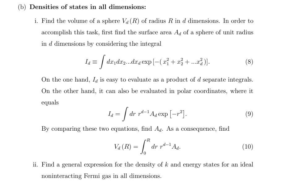 Solved Densities of states in all dimensions: i. Find the | Chegg.com