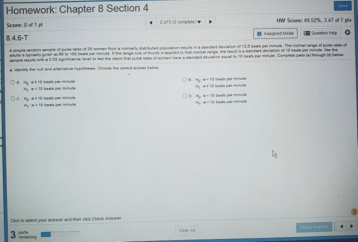 Solved Save Homework: Chapter 8 Section 4 2 of 5 (2 | Chegg.com