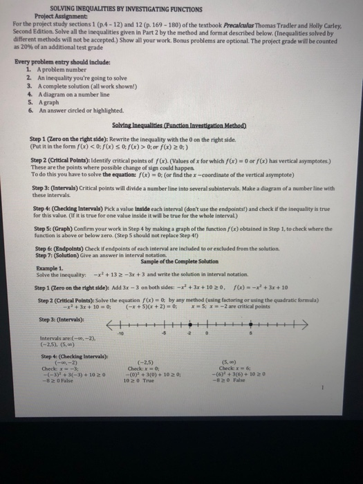 Solved SOLVING INEQUALITIES BY INVESTIGATING FUNCTIONS | Chegg.com