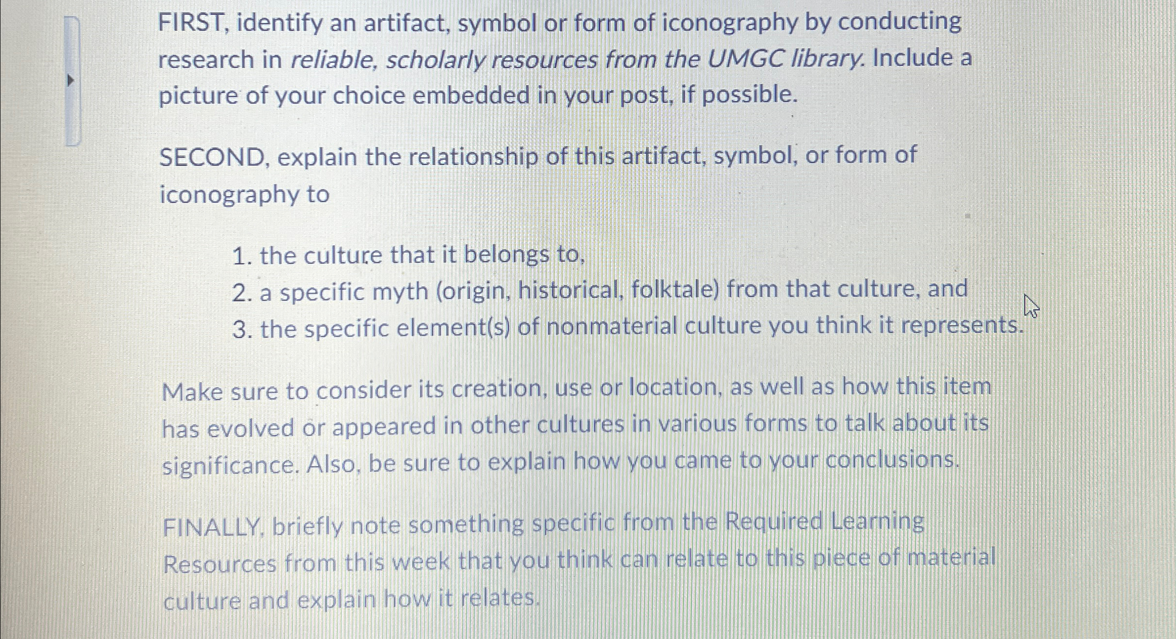 Solved FIRST, identify an artifact, symbol or form of | Chegg.com